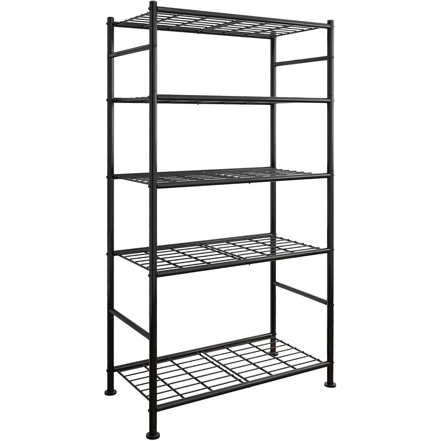 Storage Shelves - 5 Tier Shelf Organizer, Heavy Duty Garage Shelving Unit with Leveling Feet, Stable Metal Shelves Organizer for Pantry, Kitchen and Closet, 33.0" W x 12.6" D x 72.0" H, Black : Tools & Home Improvement