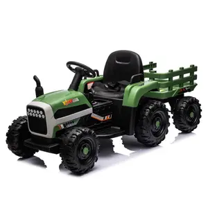 24V Kids Ride On Tractor with Trailer, Remote Control, 400W Motor, LED Lights, Bluetooth, Music