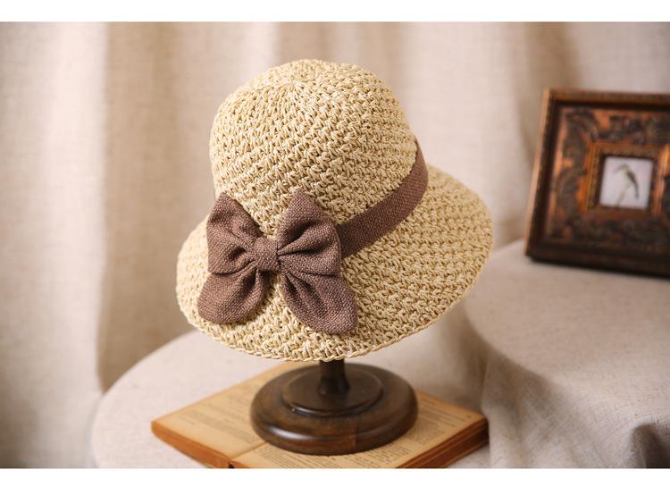 Summer Straw Hat, Multifunctional Vintage Woven Handmade Straw Hat, Foldable And Versatile Sun Protection Hat, With Pleated Bow, Breathable Travel Beach Hat