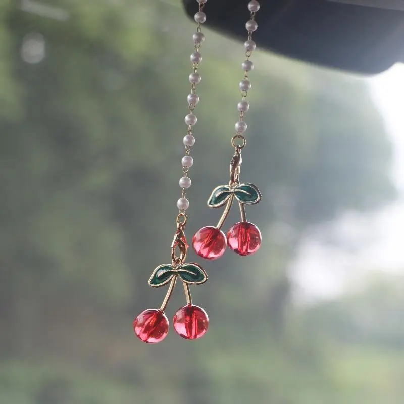 Elegant Cherry Blossom Car Rearview Mirror Charm, Stylish Car Hanger Ornament, Delicate Interior Hanging Decoration, Premium Automotive Accessory, Fashion Car & Vehicle Interior Decorative Accessories For Women Drivers