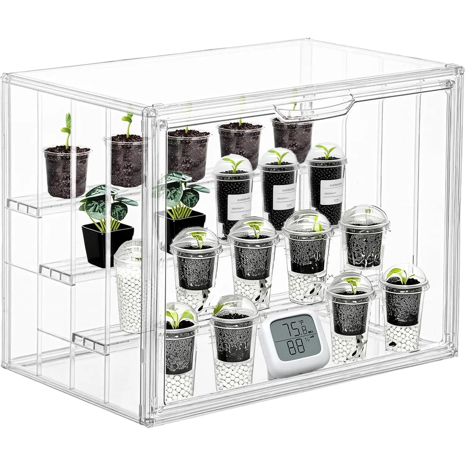 Mini Greenhouse Indoor with  Door, M-4tier-1pcs | Retains Warmth & , Durable Construction,  Door, Adjustable Dividers Fit Different , Tool-Free Assembly