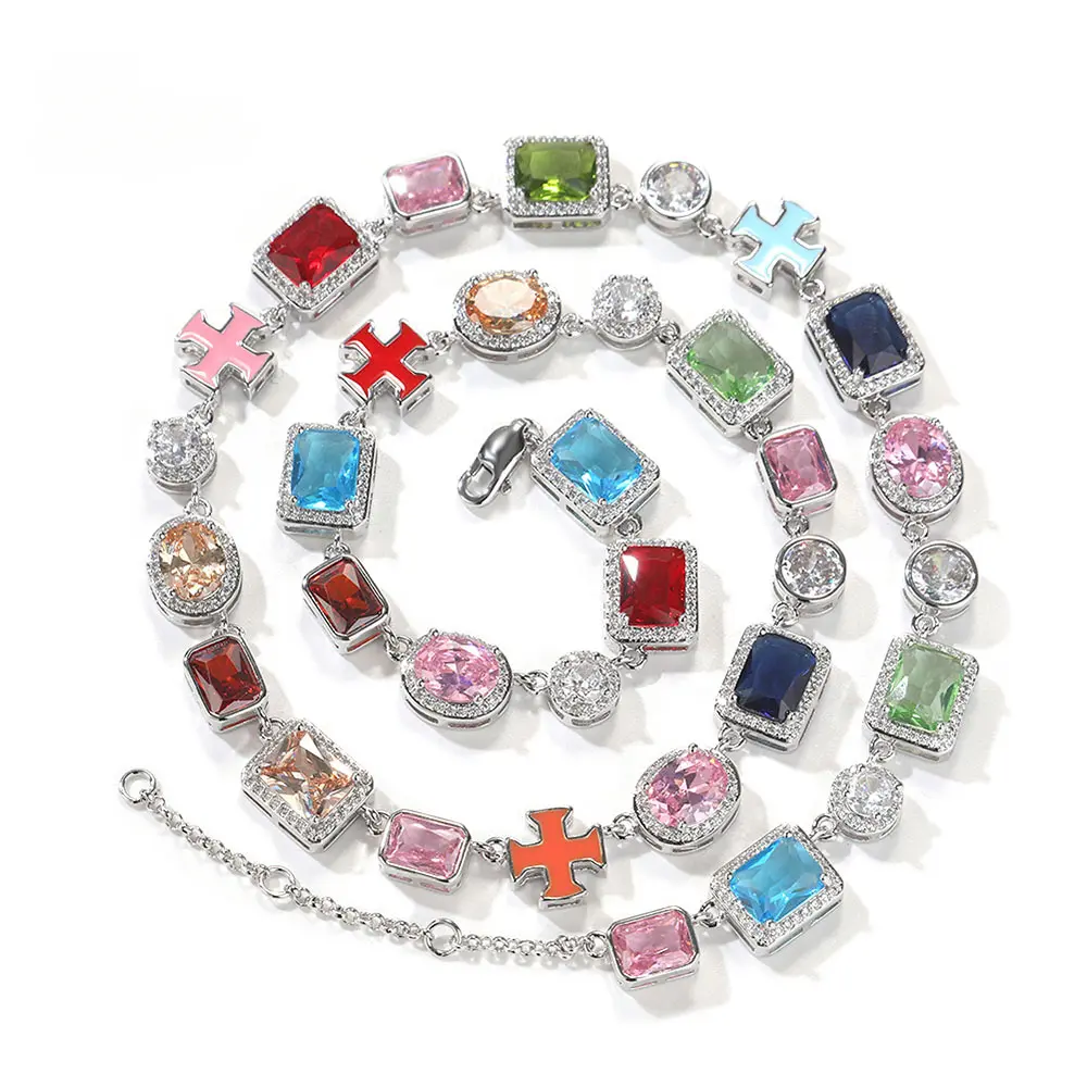 Loveden Cross-Colored Gemstone Bracelet, Exquisite Costume Jewelry for Daily Wear, Ideal Gift for Women