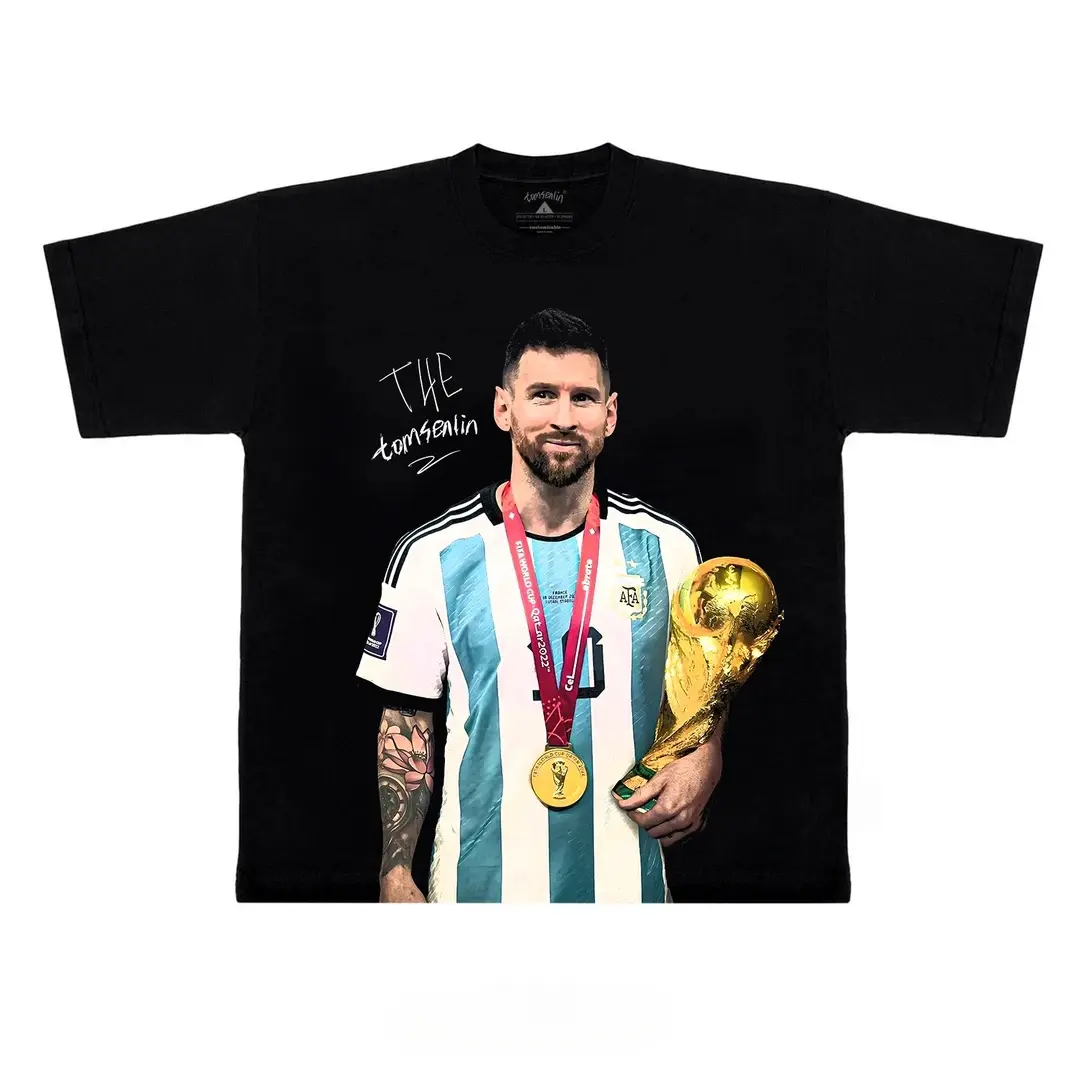 Retro Football Ball King Champion Trophy Portrait Print T Shirt Sports Black Oversized Top 100% Cotton Unisex