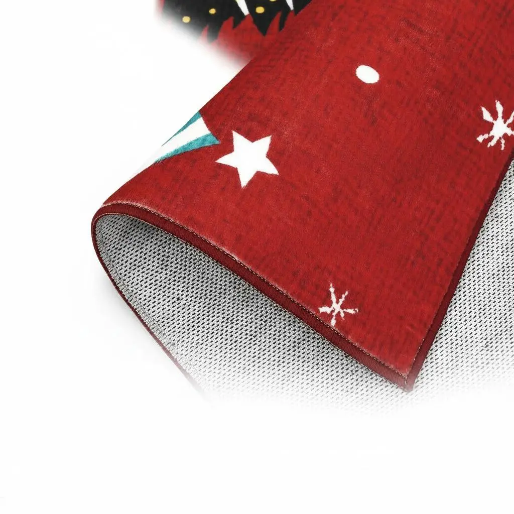 9x12 Christmas Area Rug, Aurora Pine Print Pearl Velvet Carpet, Foldable Washable Holiday Rug for Living Room Bedroom Party Decor, Red