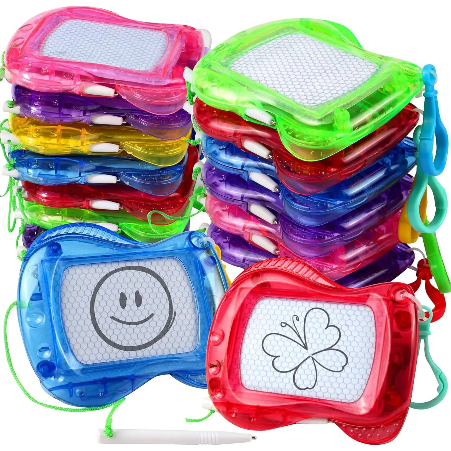 16 Pack Mini Magnetic Drawing Board for Kid(6 Colors), Erasable Doodle Sketch and Writing Pad, Backpack Keychain Clip Doodle Drawing Boards, Birthday Party Favor for Boys and Girlsfidget toys