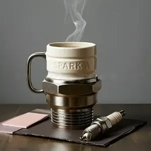 Spark Plug Mug & Coffee Cup for Car Enthusiasts, Stainless Steel Travel Cup, Perfect Gift for Mechanics and Auto Lovers, Hand Wash Only