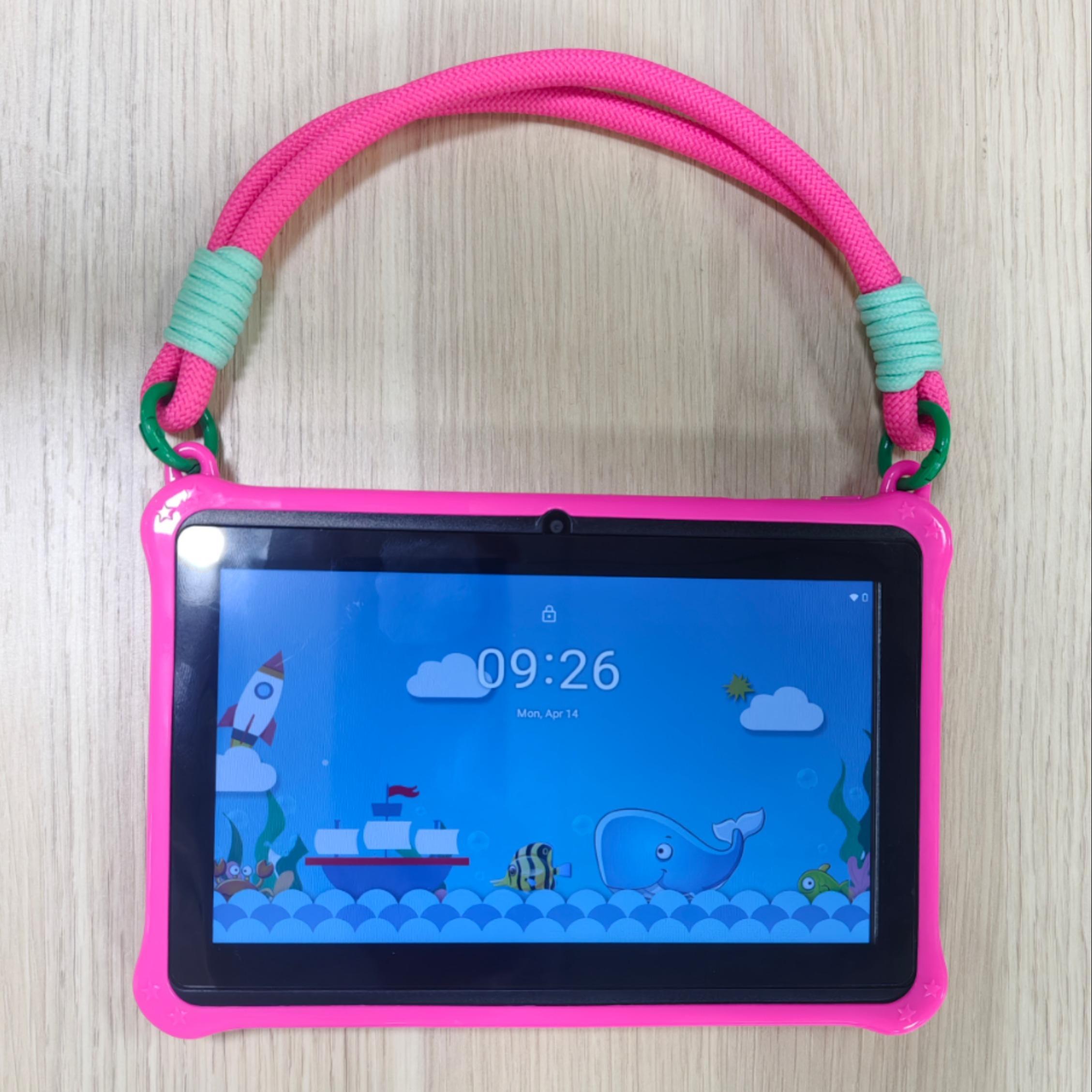 PRITOM 7 Inch Tablet with Silicone Case, 1 Count Android 13 Tablet with Handle, Learning Tablet with Protective Case, Android Wifi Tablet, Gift for Boys & Girls