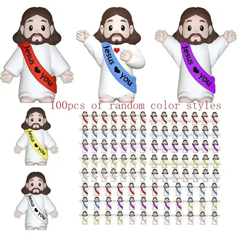 100 Mini Jesus Figurines, Creative Decorative 'jesus Loves You' Desk Decor, Religious Gifts for Easter, Christmas, Thanksgiving, New Year, Church Events