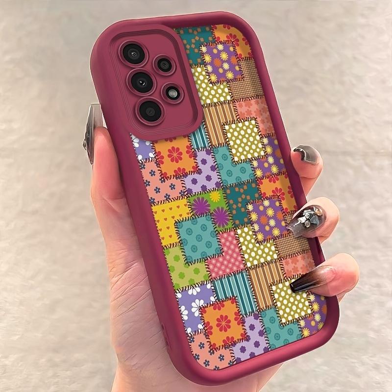 Vintage Patchwork Pattern Mobile Phone Case for Samsung Galaxy S26 S25 S24 S23 S22 S21 Fe Plus Ultra A13 A14 A15 A16 A17 A33 A34 A35 A36 A52 A53 A54 Note20 Anti-dust, Fashionable, High-end, Gift