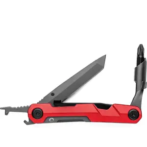 Titanium Block Multitool | 5-in-1 Compact Multitool with a Locking Driver, Folding Tanto , Bottle Opener, Flat  Scraper and Pocket Clip