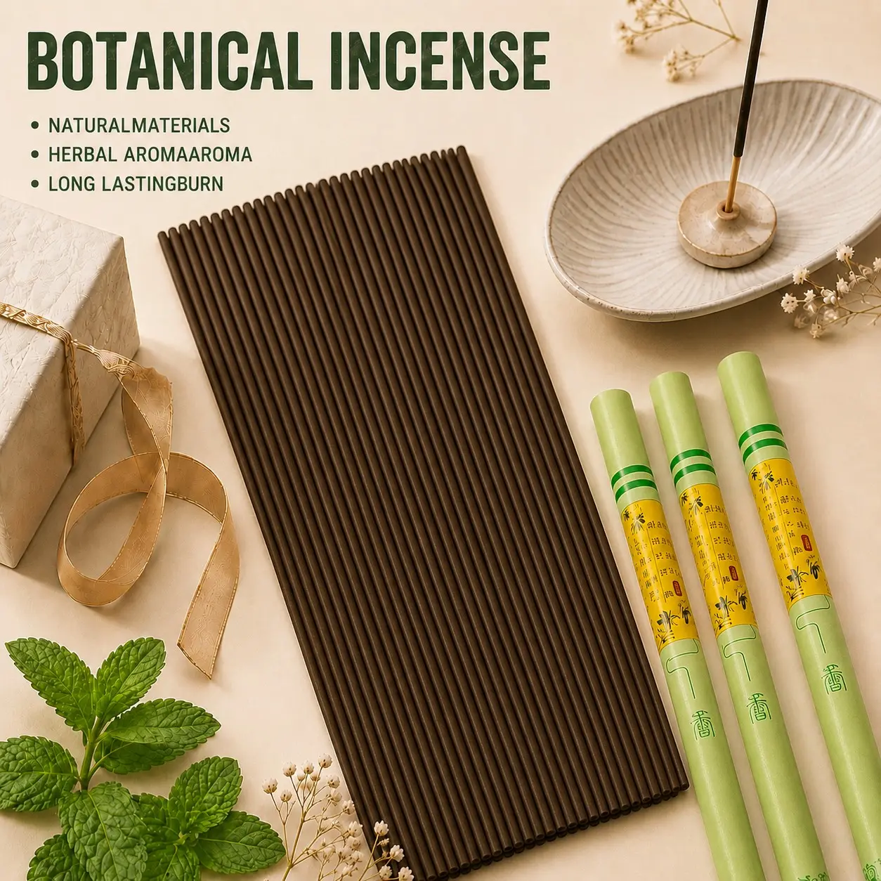 Ziyan Herbal Incense Sticks (Herbal Incense Blend), Pure Natural Handmade Fragrance, Traditional Chinese Incense Stick, Aroma, Tube Pack 10g