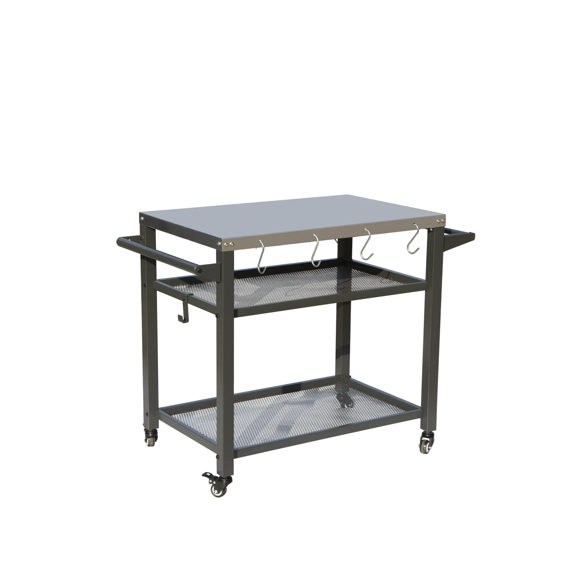 ARCH 3-Shelf Stainless Steel Outdoor Grill Table Cart with Wheels - BBQ Prep Station, Utility Cart for Blackstone Griddle/Pizza Oven, Racks for Patio Backyard Cooking, Living Room Sofa Side Table