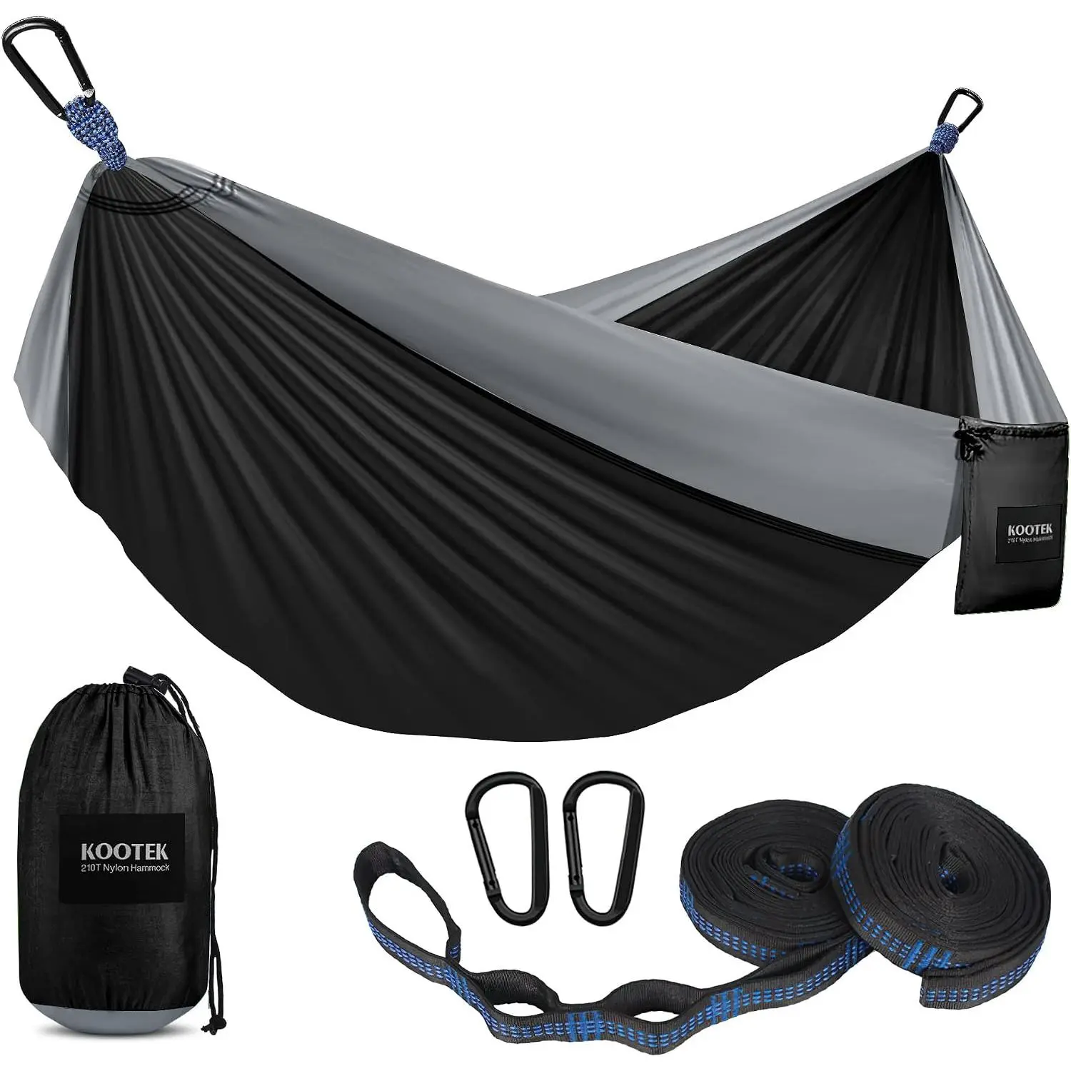 Unisex Camping Hammock - Heavy-Duty Lightweight Parachute Nylon, Quick-Dry, D-Locking Clips, Tree Straps, Attached Portable Pack, Tree-Friendly Outdoor Camping Hiking Essential
