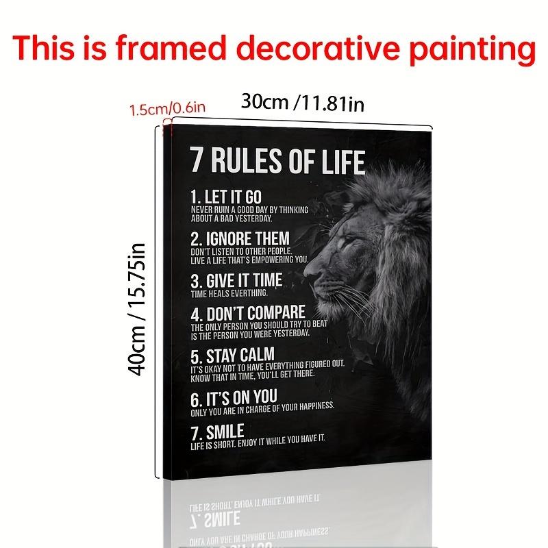 With Frame Motivational Quotes 7 Rules Of Life Wall Art Motivational Poster Read Signs Inspirational Posters For Classroom High School Motivational Posters For Bedroom Boys Room Home Office Positive Affirmations Wall Decor