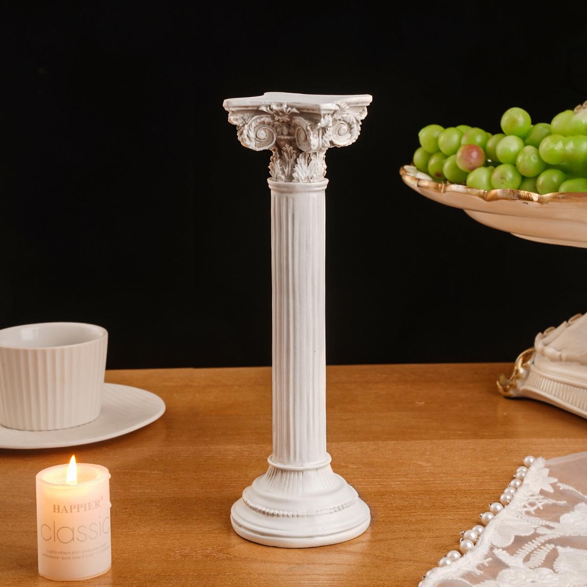 European Roman Column Candle Holder, Resin Material Decorative Stand for Party Celebration Photography Props, Home Living Room TV Cabinet Decoration, Vintage Candle Stand