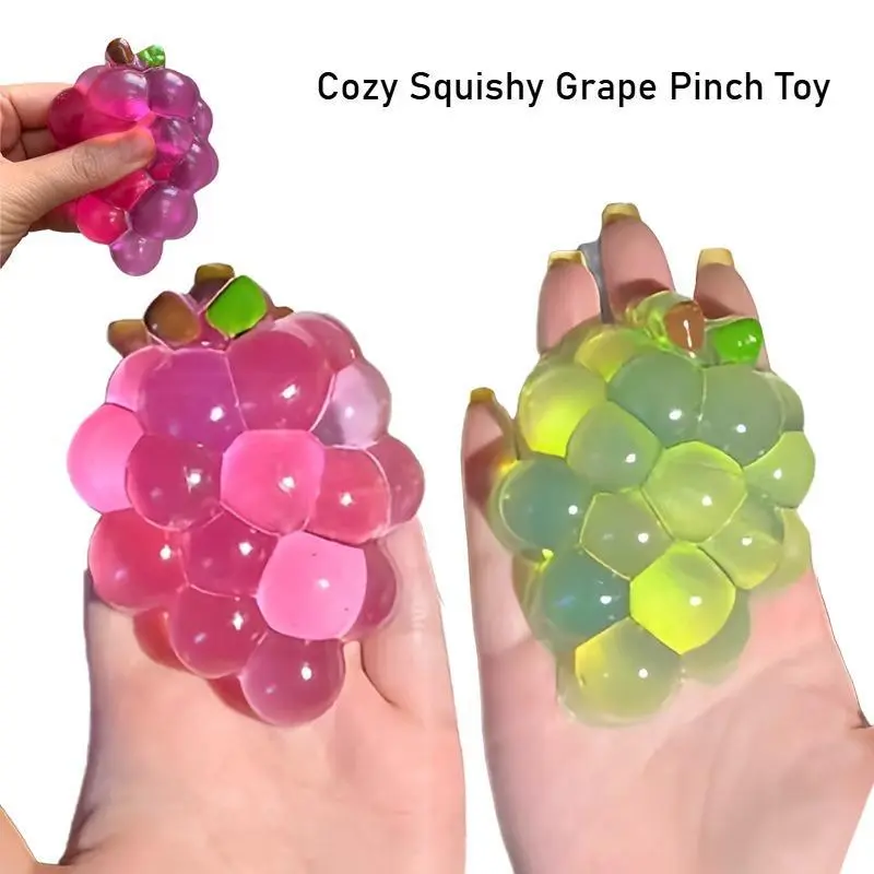 Soft Sensory Fidget Squishy Grape Toy - Slow Rising Squishies, Fruit-Like Relief Stress Ball, Grapeshape Focus Aid, Grip and Relax Hand Relief Anti-Anxiety Stretchy Classic Novelty Toy