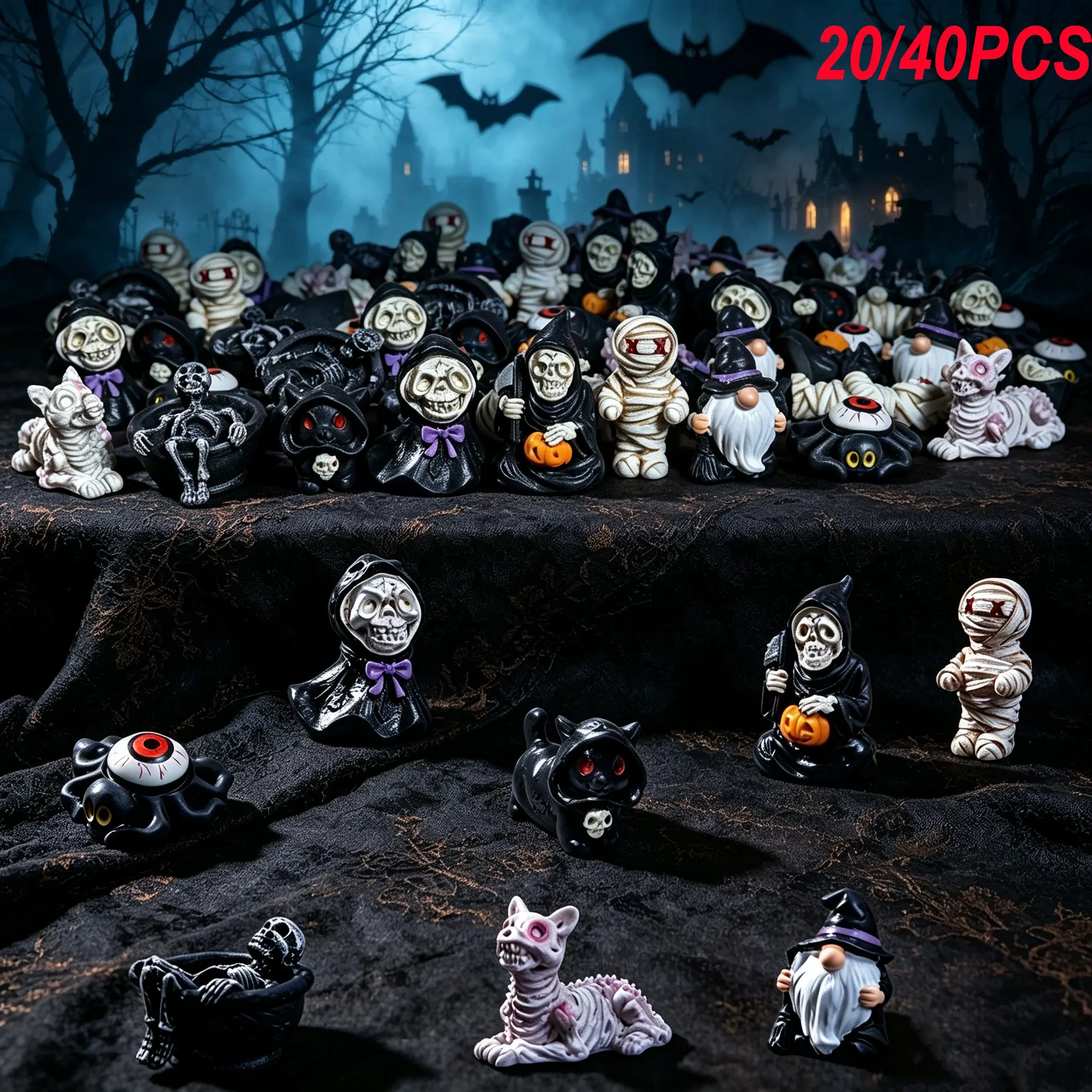 20/40 Mini Skull/mummy Resin Figurines, Creative Halloween Decorations, Perfect for Halloween Parties, Hide and Seek Games, Christmas Gifts