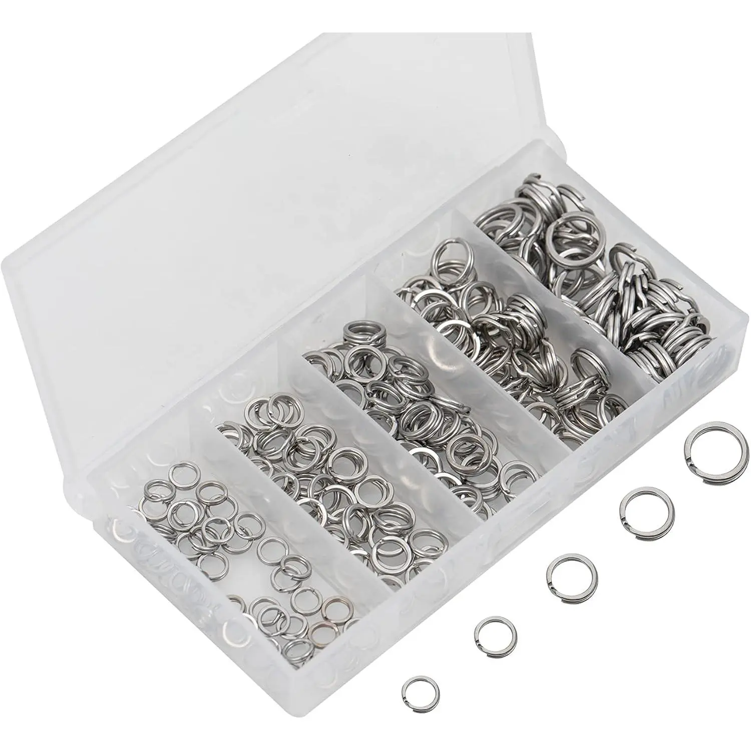 200 count High Strength Heavy Stainless Steel Split Ring Lure Connector Swivels Snap with Fishing Pliers 30lb to 120lb Test