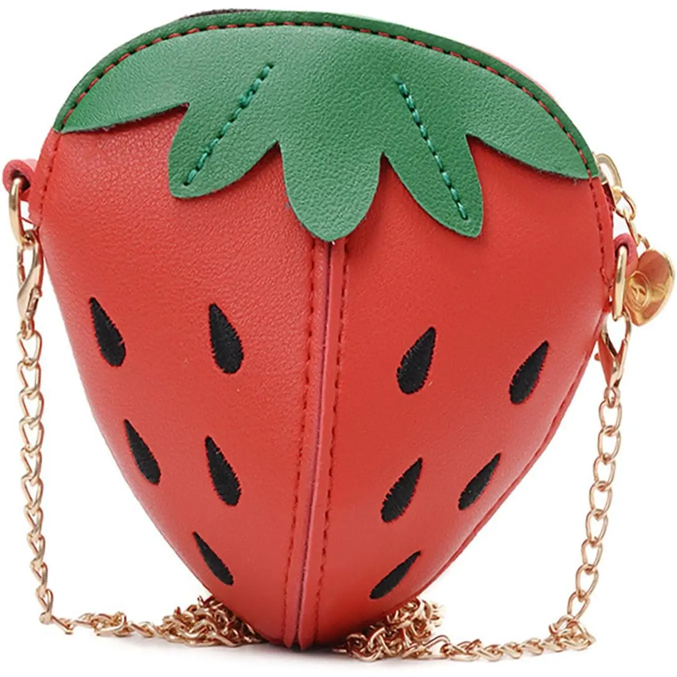 Strawberry Shape Purse PU Leather Metal Chain HandBags Messenger Bag Kawaii Purse Wallet for Birthday