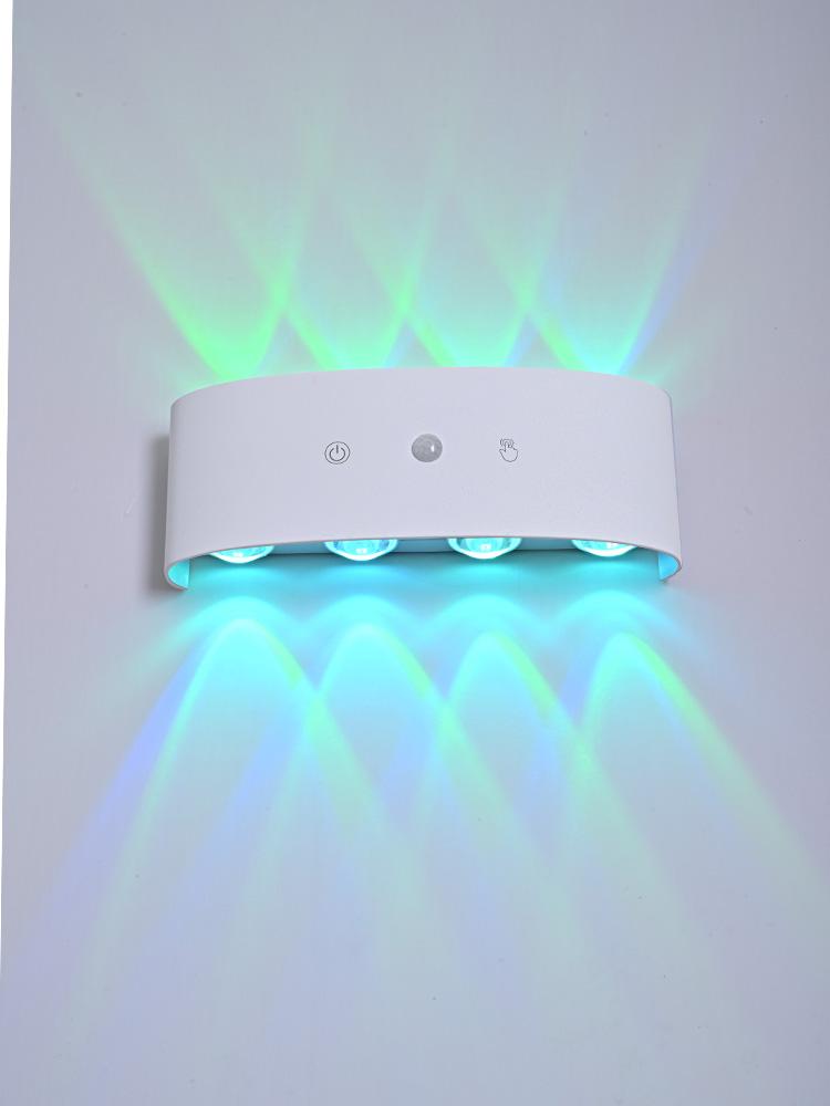 8-head RGB sensor wall light - wiring free rechargeable wall light, hole free charging sensor light, aisle light, bedroom light, battery wall light, door number light