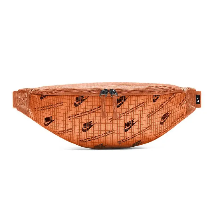 Nike Heritage Logo Sporty Nylon Waist Bag for Men and Women, Casual Orange