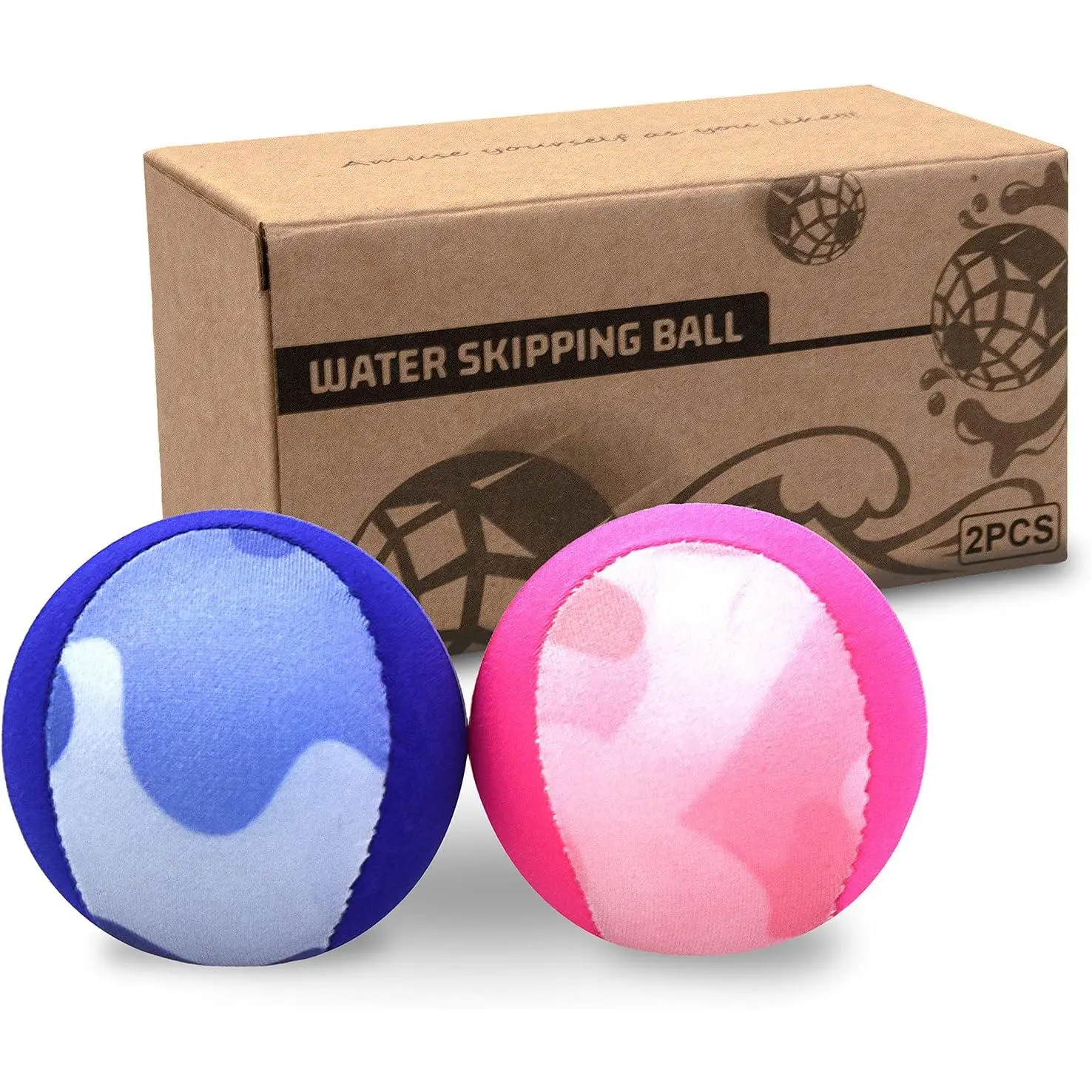 Water Skipping Ball Summer Beach Ball 2-Pack Water Bouncing Balls Grip Ball for Beach Swimming Pool River LakeGift.