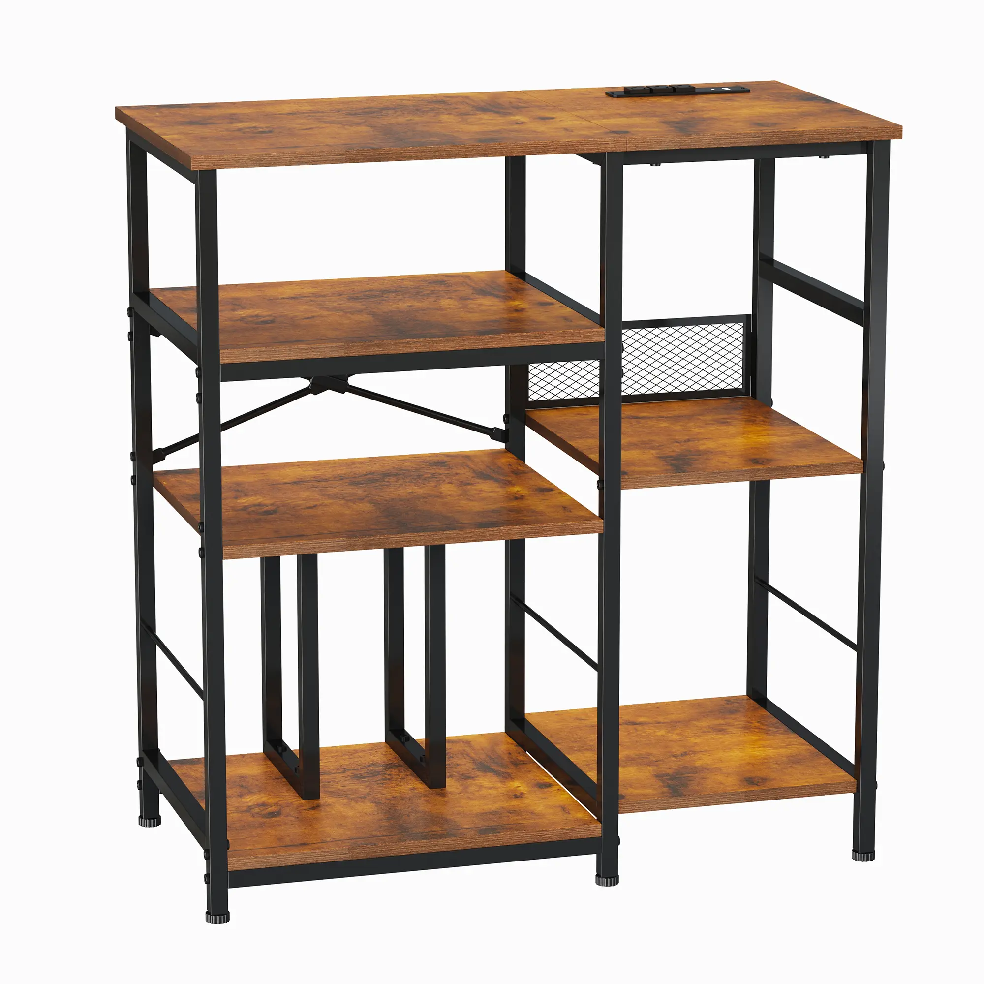 4-Tier Large Record Player Stand & Media Console for Living Room - Vinyl Storage for 7/10/12 in vinyl records, Mid-Century Style