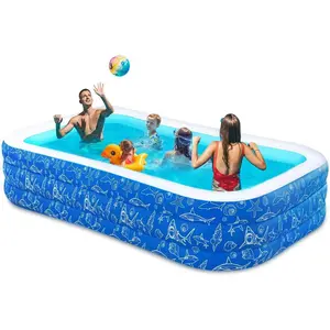 Inflatable Pool for Kids and Adults, 102" x 63" x 22" Family Full-Sized Inflatable Swimming Pool,Durable Thickened Above Ground Blow Up Pool for Kids Pools for Backyard Indoor Outdoor Shark