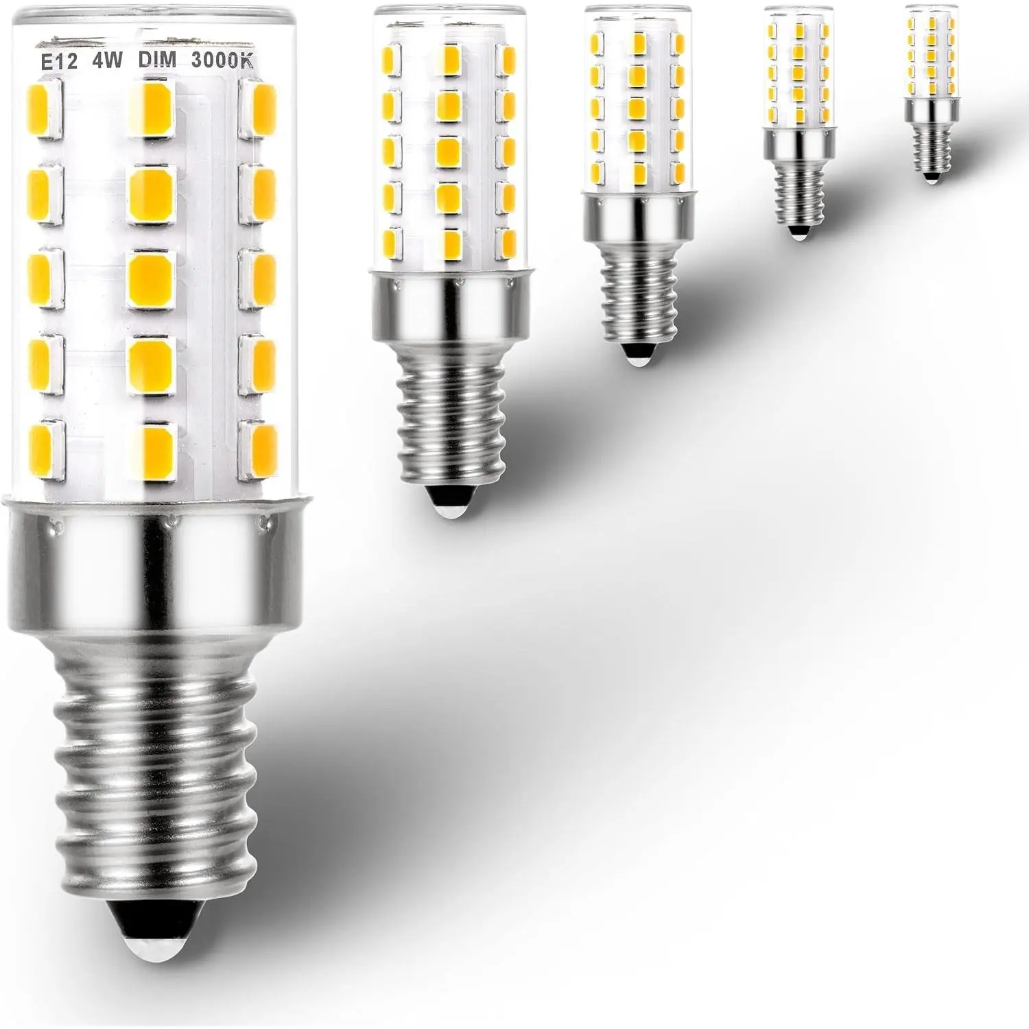 Dimmable E12 C7 Candelabra Led Light Bulbs 4W, 25W-40 Watt Halogen Equivalent, 3000k Warm White T6 Small Base 120V E12 Led Bulbs for Ceiling Fan Light Salt Lamp,450 lm(5Pack)