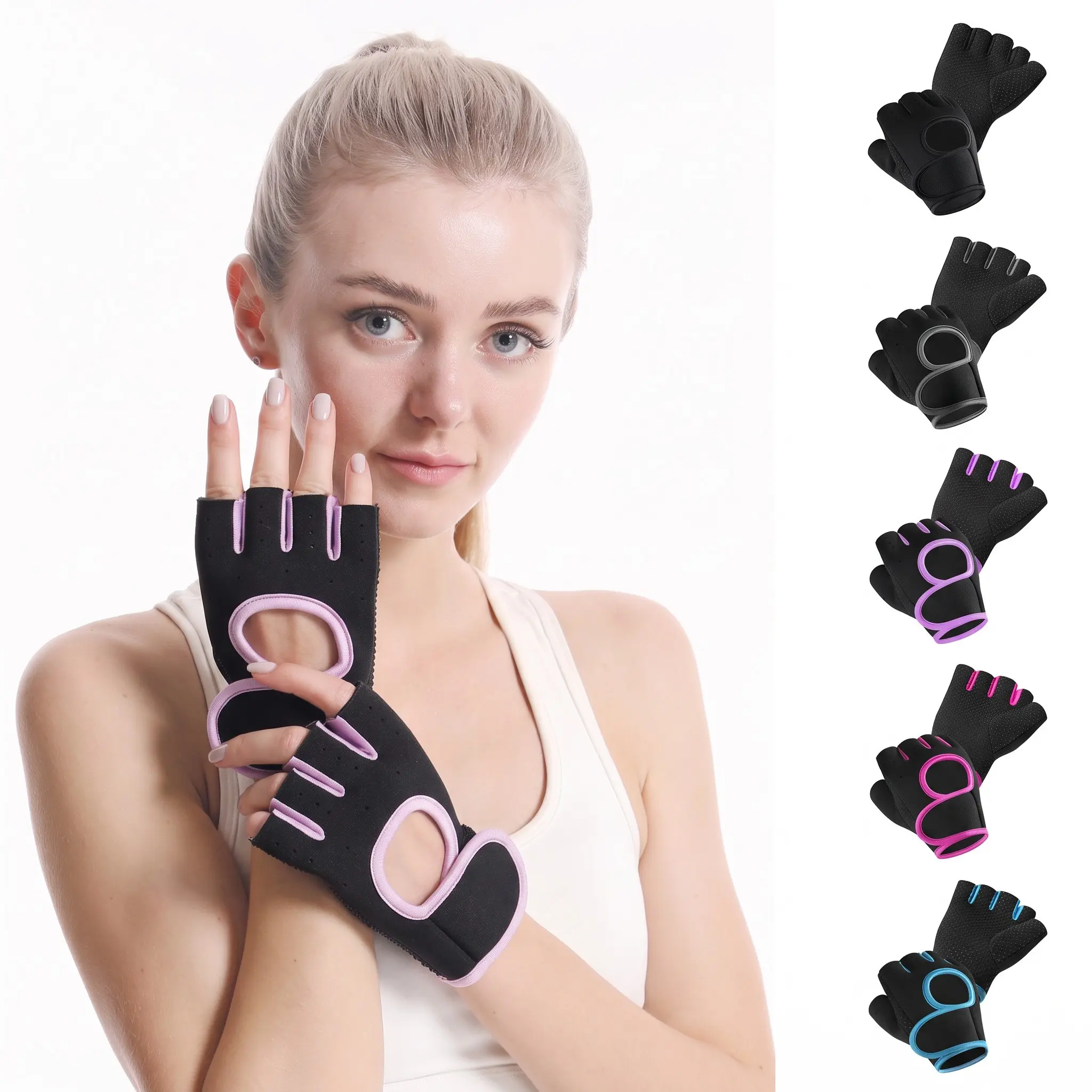 Half-Finger Fitness Gloves, Anti-Slip Breathable Dumbbell Training Cycling Yoga Outdoor Sports Gloves, Prevents Calluses Protects Hands