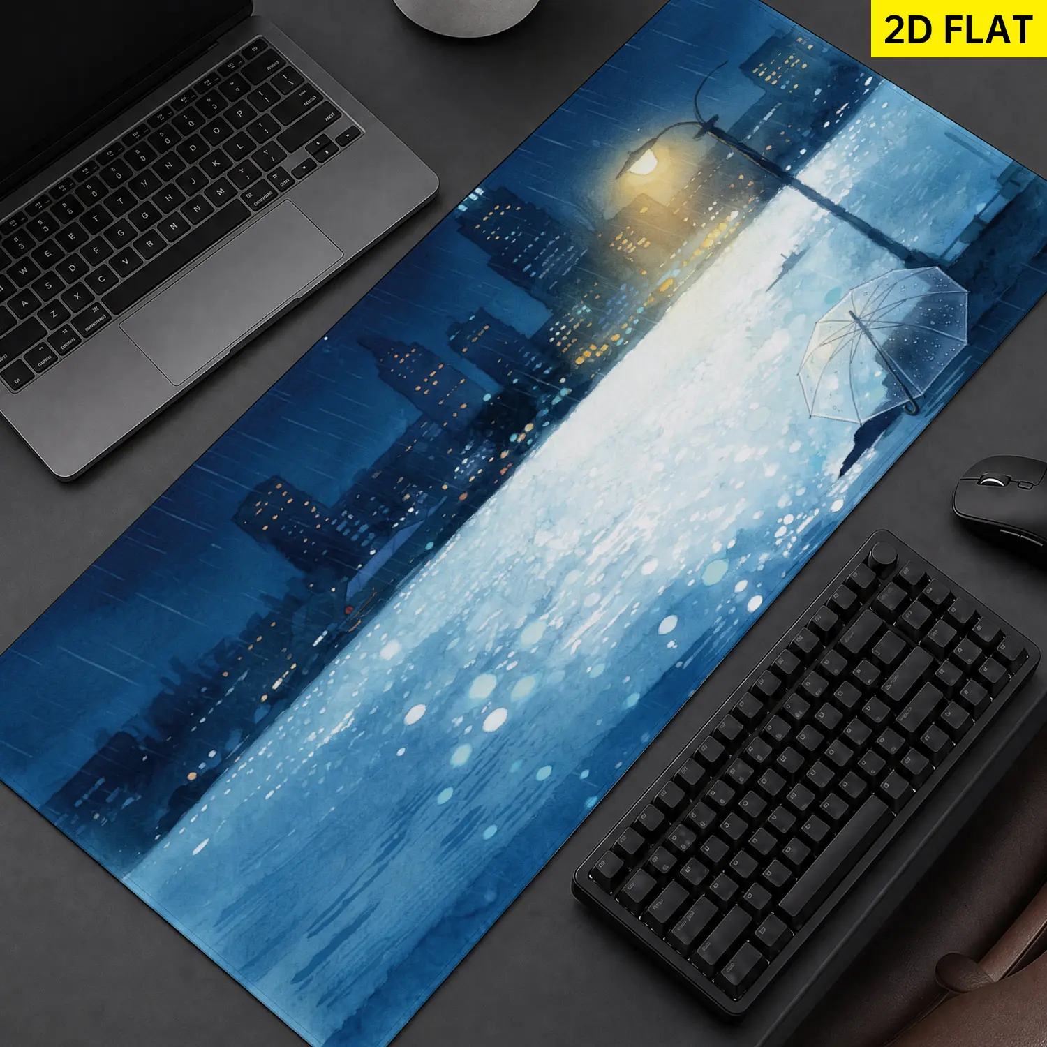 Extra Large rainy city night view Mouse Pad,Non Slip Rubber Pad,Desktop Decoration Drotection Pad,Washable,Lock Edge Multi Size,Premium Multipurpose Mousepad For Office,Study Room,Gift for Family and Friends