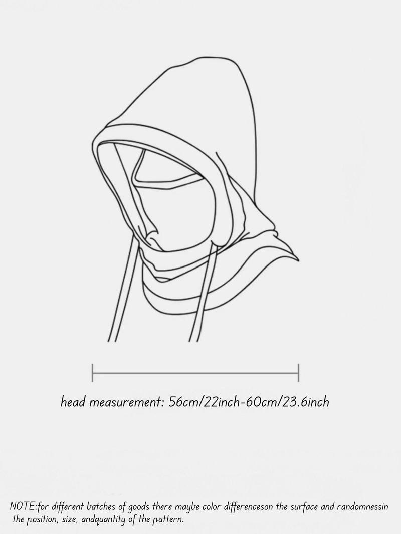 Unisex Solid Color Drawstring Design Hooded Hiking Hat, Casual Windproof Warm Hat for Fall & Winter, Fashion Accessories for Men & Women