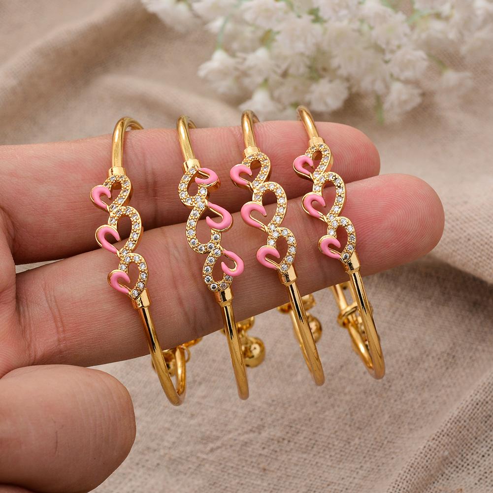 Baby Child Bangles Ethnic Dubai Gold Color Bangles Kids Bracelet Luxury Bracelet Dubai Bangles Child Jewelry Birthday Present