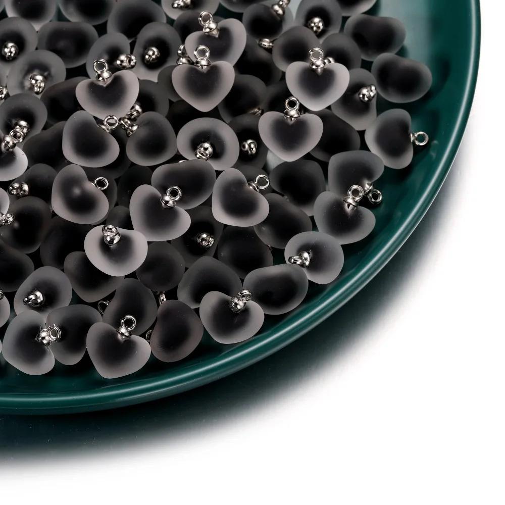 10pcs/lot Resin Frosted Multicolor Heart Charms For Handmade Bracelet Earrings Necklace Pendant DIY Jewelry Making Supplies