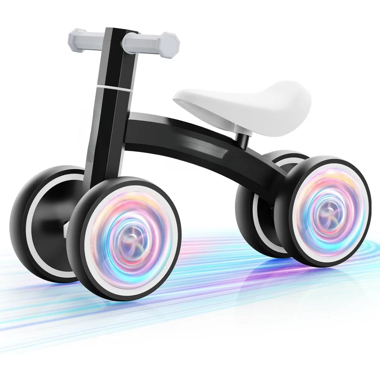 Baby Balance Bike for 1 Year Old Boys Girls, Toddler First Bike with 4 Colorful Lighting Wheels| 10-36 Month Toddler Balance Bike| First Birthday Gifts (Black)