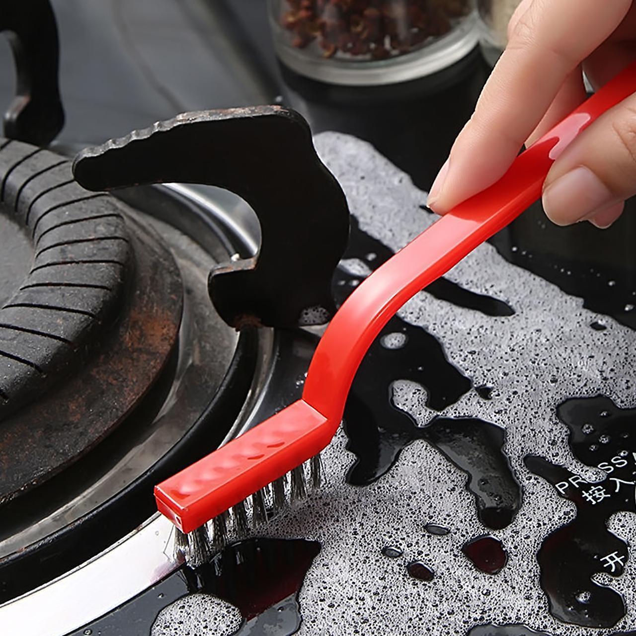 Kitchen Stove Cleaning Brush, 3 Counts Deep Clean Gas Stove Brush, Scrubber Brush for Range Hood Grease Grime, Hand Tools, Cleaning Supplies, Kitchen Accessories, Brush Set, Summer Fathers Day Gift