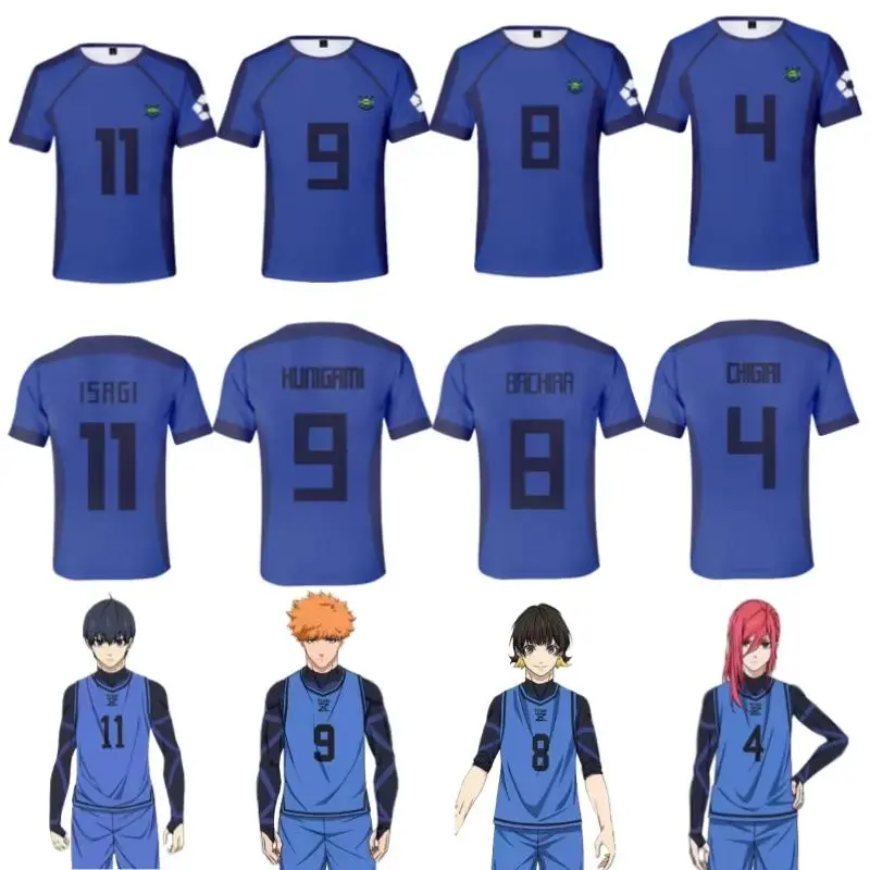 Men's Blue Lock Anime Theme T-Shirt - 3D Novelty Print, Jersey Style, Streetwear, Short Sleeve, Round Neck, Casual Fit Top