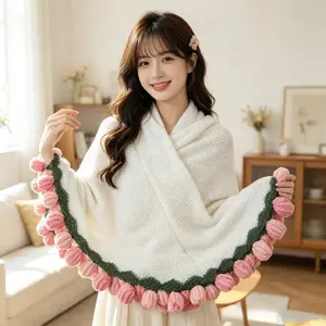 36-flower expandable rose bouquet blanket - hand-crocheted preserved rose air conditioning blanket - office nap blanket sofa throw / gift for best friend / valentine's day birthday gift for girlfriend