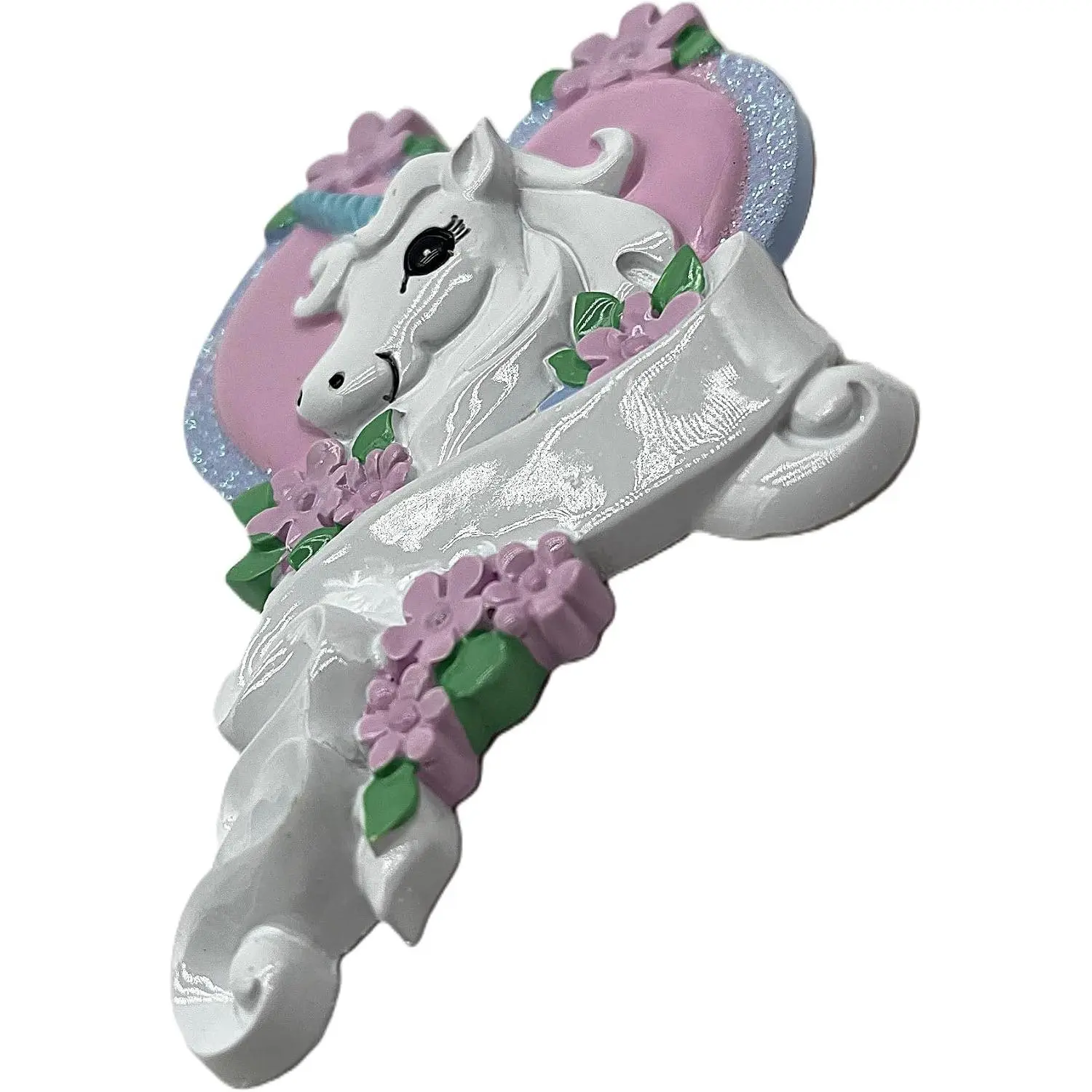 S.  White Unicorn Horse with  Heart Christmas Ornament Holiday Decoration W8285,