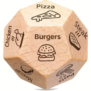 1 Pack Wood Dice Suitable for Valentines Day Gifts, Date Night Games & Couples Board - Twelve-Sided D12 Dice with Original Wood Grain for RPGs,Wooden Table Game Dice, Twelve-Sided Food Decision Dice, Fun Gaming Props, Perfect for Parties and Gatherings