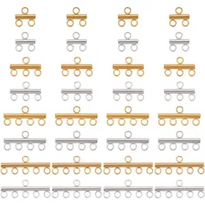 32 count Slide Clasp Lock 4 Style Necklace Layering Clasps 2 Colors Layered Spacer Clasp 304 Stainless Steel Tube Lock Connectors for Layered Bracelet Necklace , 3/4/5/6 Loops