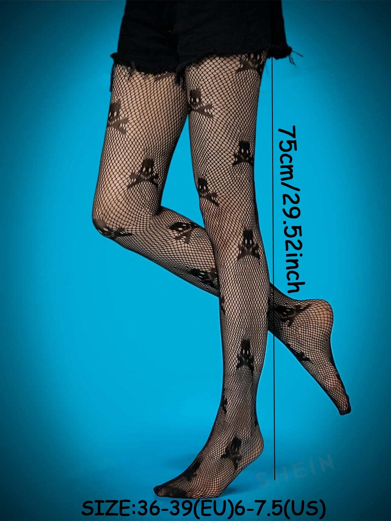 Women's Halloween Themed Fishnet Tights, Casual Comfy Breathable Spider Web & Skull Pattern Sheer Tights for Daily Wear, Ladies Tights for All Seasons