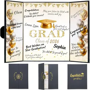 Black and Gold Graduation Party Decorations Class of 2026 Extra Large 22" x 14" Graduation Guest Book to Sign Signature Board for Graduation Gifts Congrats Grad Party Favors Supplies Decor Keepsake