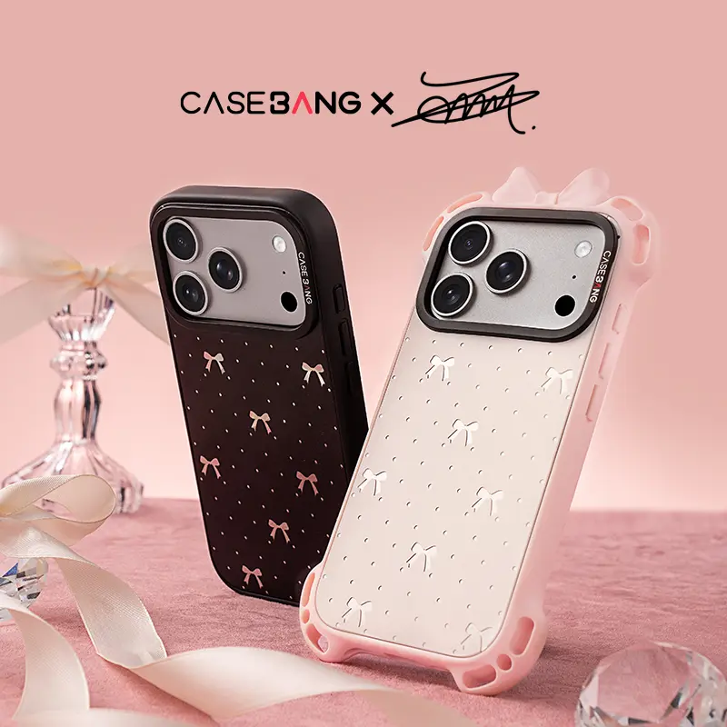 CASEBANG - Polka Dot Bow Series ImagiSnap MagSafe Case, Replaceable Back, Military Drop Protection, Compatible with iPhone 13-17 / Samsung S24–S25 Ultra