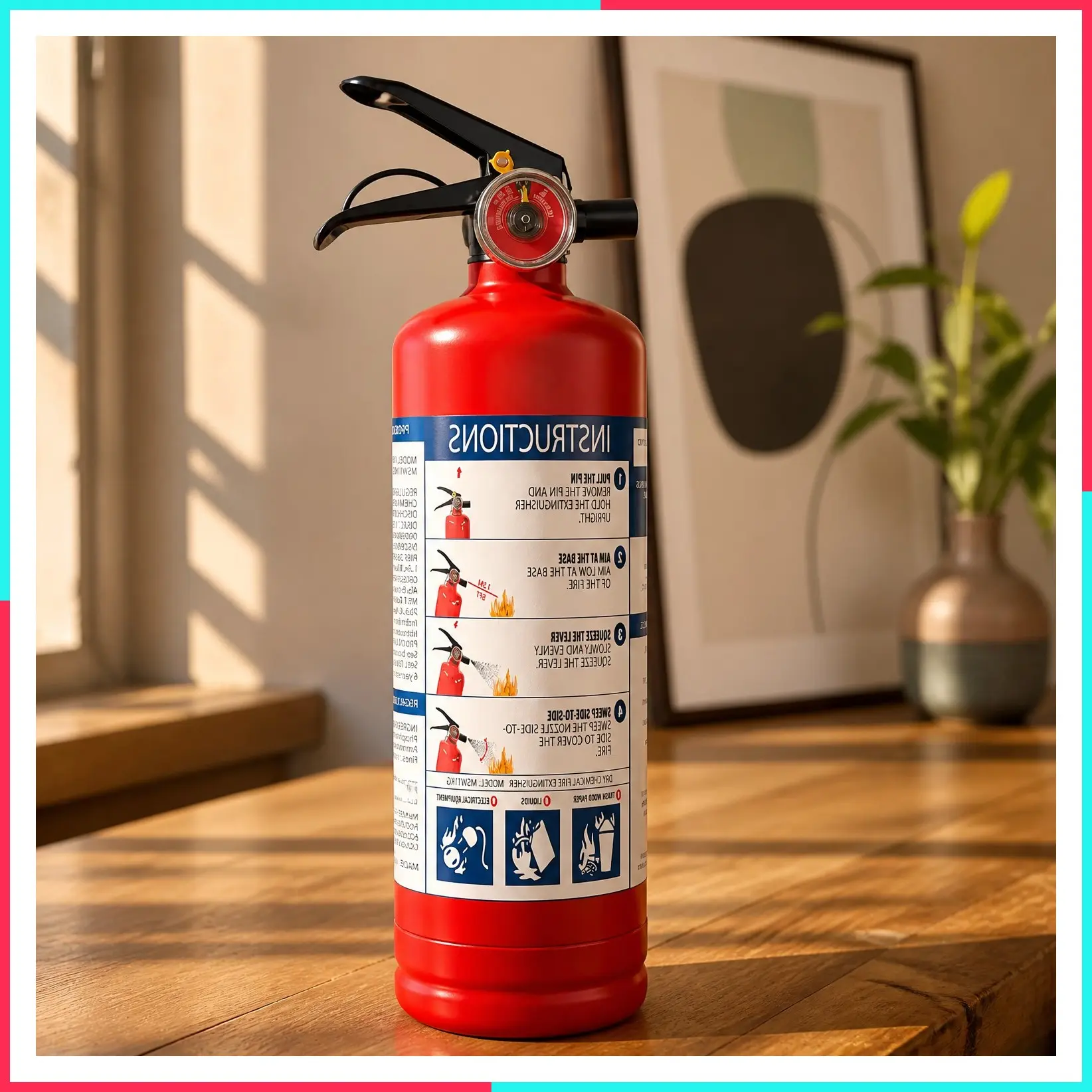 Fire Extinguisher for Home & Vehicle - 2.5 lb 1-A:10-B:C Rated, Dry Chemical Fire Safety Certified for Kitchen/Car/Boat Use