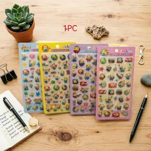 Cute Minion Crystal Epoxy Sticker, Waterproof 3D Bubble Sticker for Kids' Diary, Album, Phone Case, Water Bottle, Laptop, Birthday Gift