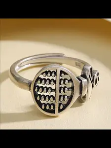 New Vintage Abacus Ring, Retro Versatile Fashion Jewelry, Casual Ethnic Pattern Copper Chain, All-Seasons Accessory