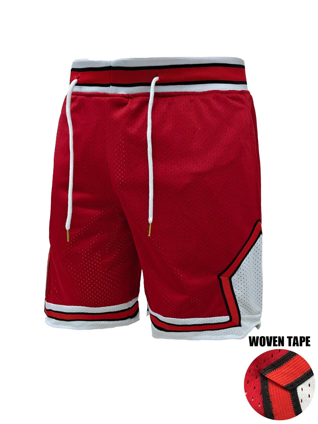 Men's Letter & Figure Print Drawstring Waist Gym Shorts, Casual Breathable Hollow Out Straight Leg Shorts for Daily Wear, Men's Bottoms for All Seasons