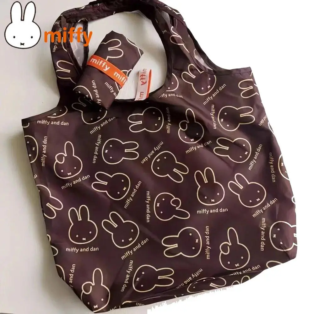 Miffy Kawaii Shopping Bag Cartoon Cute Rabbit High Capacity Foldable Portable Shopping Tote Bag One Shoulder Bag Girl Gift