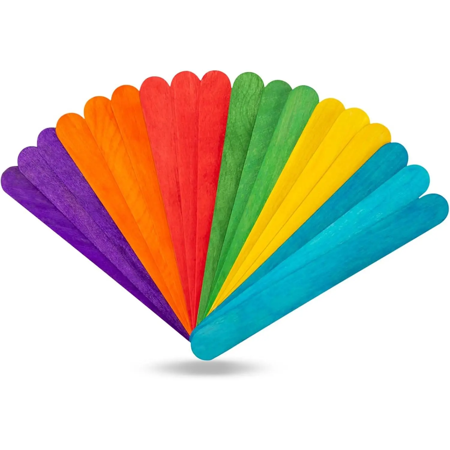 60-Count 6" Wooden Craft Sticks, Rainbow Color, Popsicle Sticks for Ice Pops, Crafting, Art Projects, DIY Woodwork, Wooden Sticks